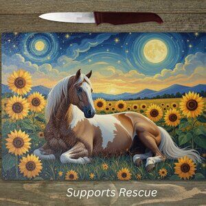 Palomino Paint Twilight Horse  Kitchen Textured Tempered Glass Cutting Board
